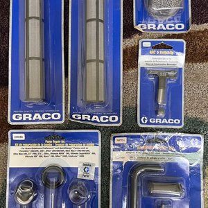 6 New Graco Lot Pump Repair Kit, 2 Manifold Filters, 16P151, Strainer Switch Tip
